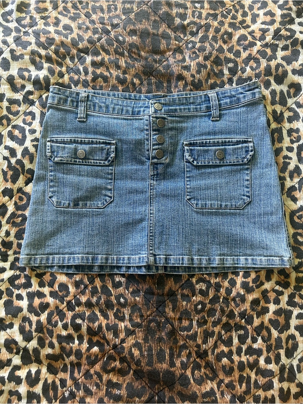 Vintage Sideout button front denim mini skirt